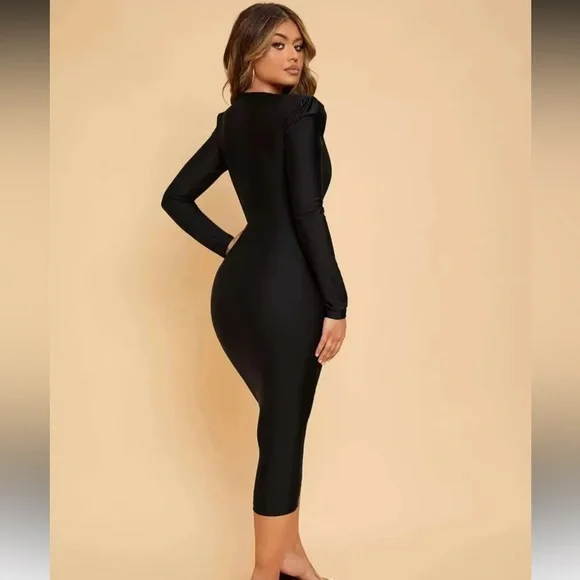 Black Low Cut Dress - Picture 5 of 7